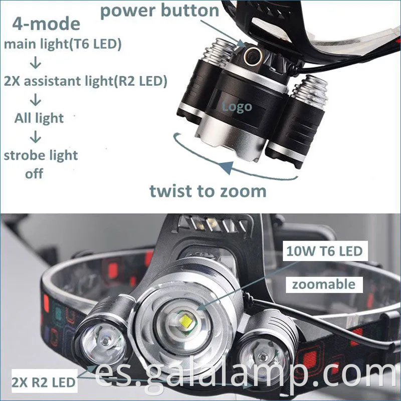 Linterna de campamento LED recargable T6 ultra brillante para aventuras al aire libre